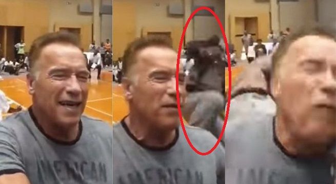 Arnold Schwarzenegger fue atacado con brutal patada en la espalda durante acto público [Video]