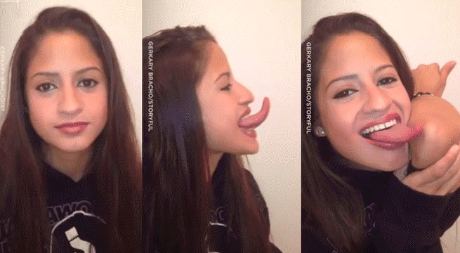 Mujer con la lengua más larga del mundo puede lamerse nariz, oreja, ojo y hasta codo [Video]