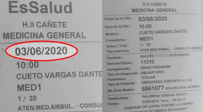 Paciente de EsSalud fue citado para junio del 2020 por esta razón