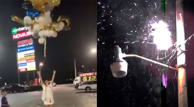 Chica celebra soltando globos de helio, pero provoca apagón en toda la ciudad [VIDEO]