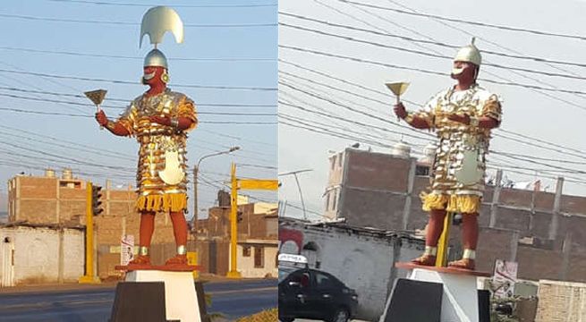 Trujillo: Inauguran estatua del Señor de Sipán y por la noche le roban su corona