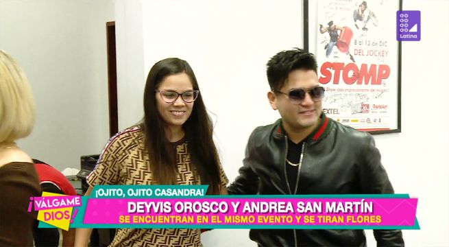 Deyvis Orosco y Andrea San Martín se encuentran y se tiran flores