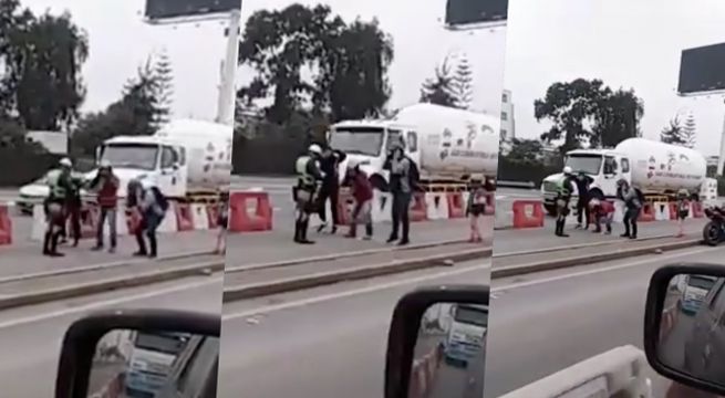 Invaden carril exclusivo de los Juegos Panamericanos y policía los puso a hacer ranas [Video]