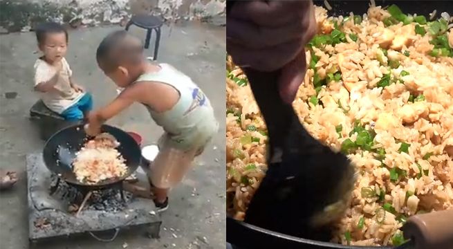Niño conmueve las redes sociales al cocinar un chaufa para su hermano [VIDEO]