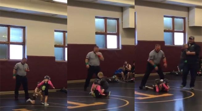 Un pequeño vio que su hermana perdía una competencia de lucha y su reacción se volvió viral