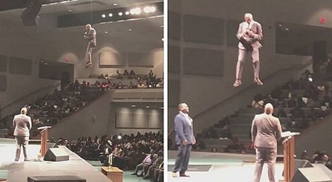 Pastor entra volando a una ceremonia y se vuelve viral en las redes sociales