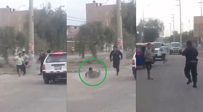 Policías criticados al dejar escapar intervenido debido a falta de buen físico (Video)