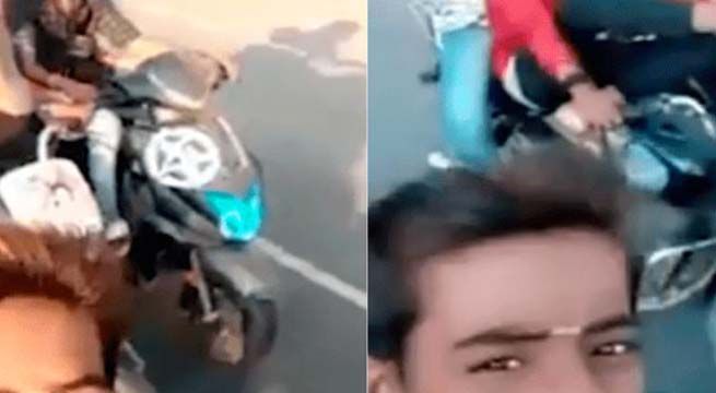 Motociclistas se toman selfie mientras manejan sin imaginar el terrible final (Video)