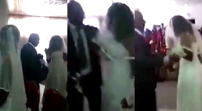 Mujer se presenta vestida de novia en la boda de su amante (Video)