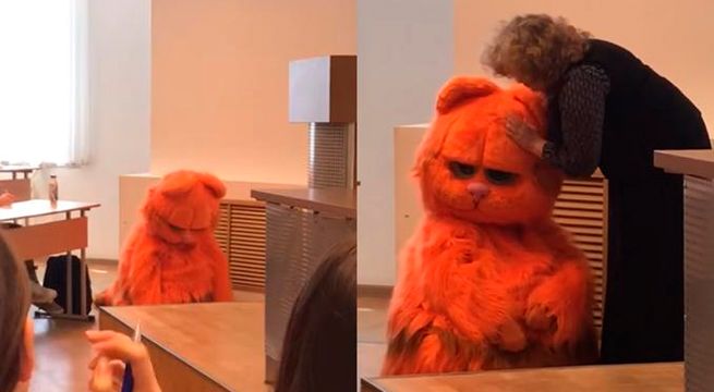 Acude a clases disfrazado de Garfield y logra que maestra lo apruebe 'de por vida' (Video)