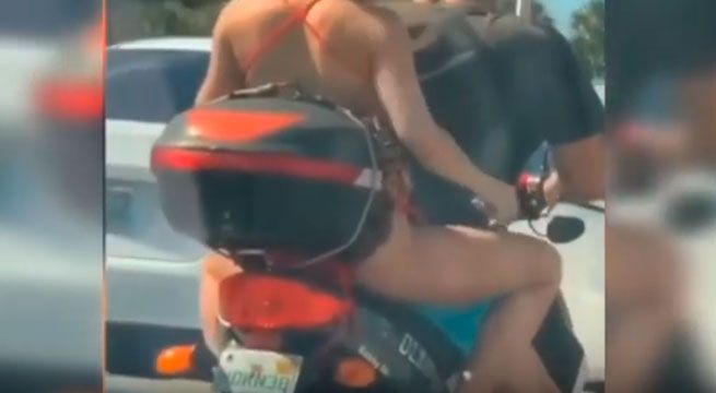 Mujer se afeita las piernas mientras viaja en motocicleta (video)