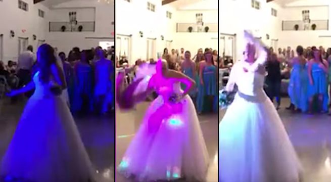 Novia que padece cáncer sorprende lanzando peluca en su boda (Video)