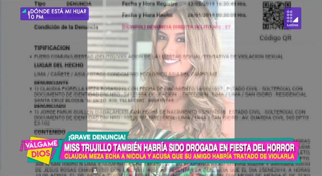 Estas fueron las declaraciones de la Miss Trujillo sobre lo ocurrido en la ‘fiesta del horror’