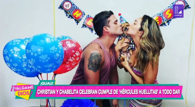 Christian y Chabelita celebran el cumple de su perrito a todo dar