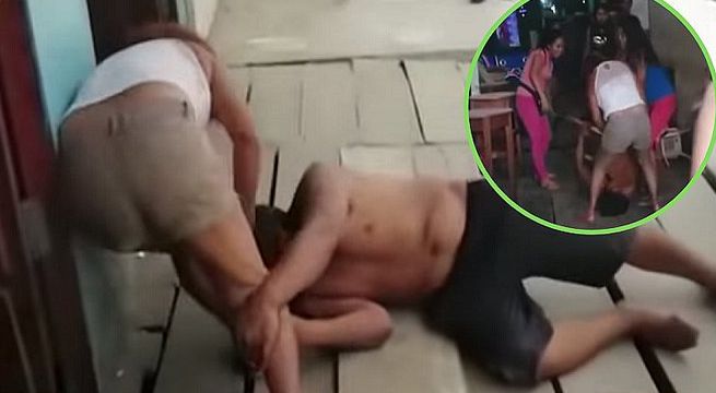 Mujer da golpiza a su esposo tras descubrirlo tomando cerveza con tres chicas [Video]
