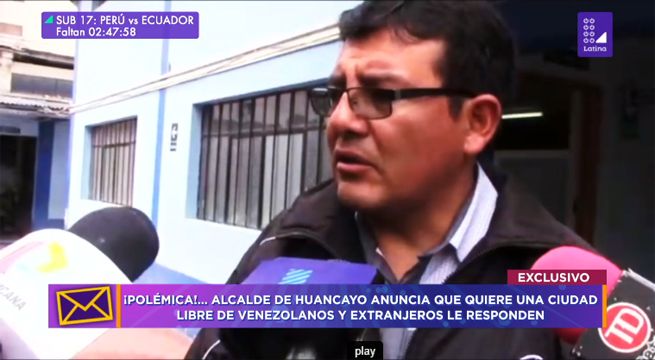 Alcalde de Huancayo anuncia que quiere una ciudad libre de venezolanos