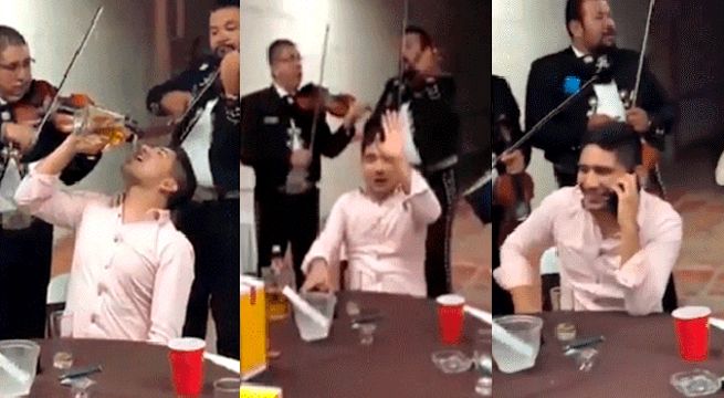 Mariachis 'salvan' a hombre que recibió llamada de su esposa en plena jarana [Video]