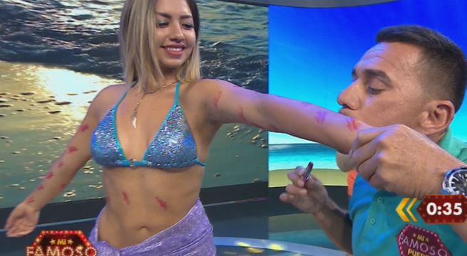 Mi famoso puede: ‘Conejo’ Rebosio llenó de besos a esta modelo