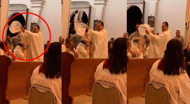 Sacerdote echa agua bendita a sus fieles pero con un balde [Video]