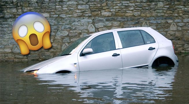 Padre intenta salvar a su hijo lanzándolo a un puente tras caer al agua con su auto [VIDEO]