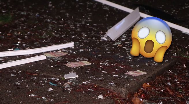 Explotan cajero automático para robar y dejan regados cientos de billetes en la calle [VIDEO]