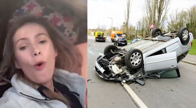 Dieron dos vueltas de campana en su auto y lo que hicieron fue grabar un video en Tik Tok [VIDEO]