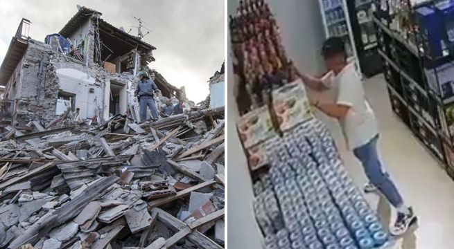 Hombre se vuelve viral por intentar salvar botellas de cerveza durante un terremoto [VIDEO]