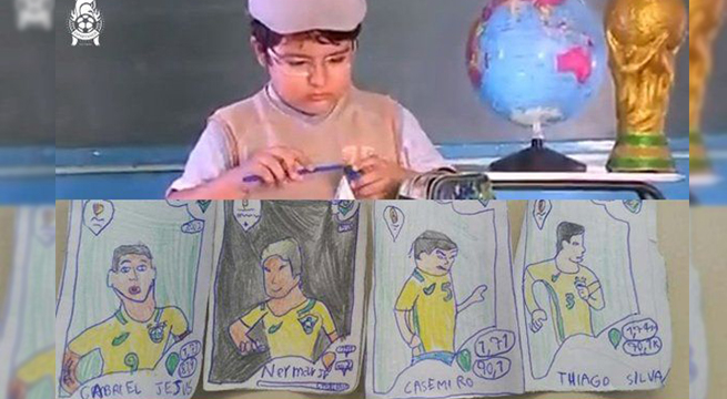 Niño pobre dibujó álbum y figuritas Panini