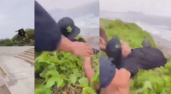 Skater casi cae por acantilado de la Costa Verde [Video]