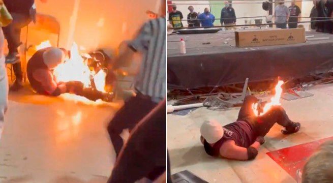 Luchador sufre quemaduras tras salir mal un truco durante combate con fuego