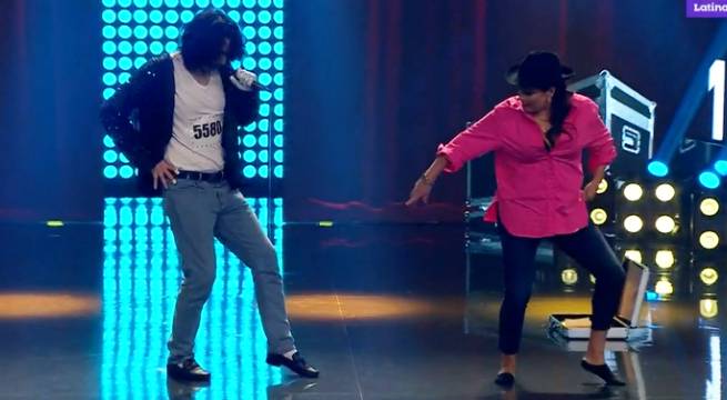 Imitador de Michael Jackson le enseñó sus pasos de baile a Katia Palma