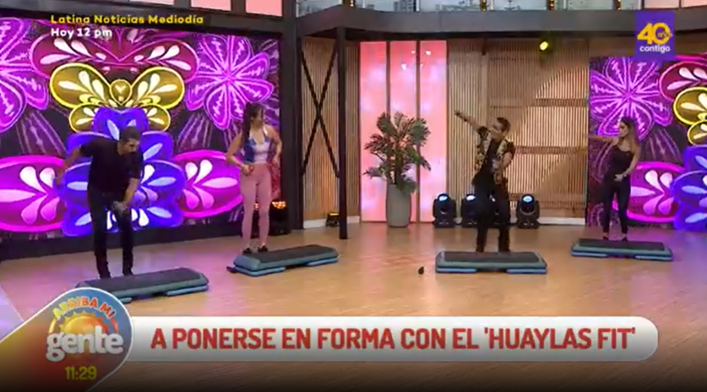 Karina Borrero, Maju Mantilla y Fernando Díaz practicaron el Huaylas Fit.