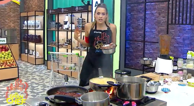 Milett Figueroa casi provoca un incendio al freír cuy en El Gran Chef Famosos