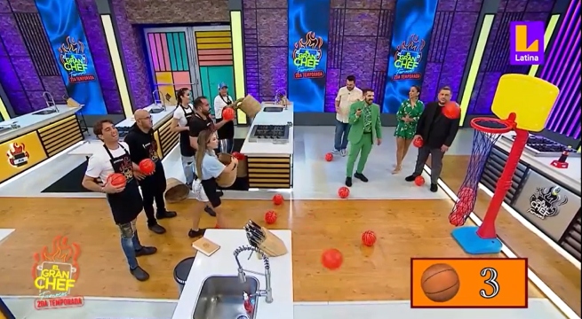 Katia Palma a Ale Fuller en reto de básquet de El Gran Chef Famosos: 