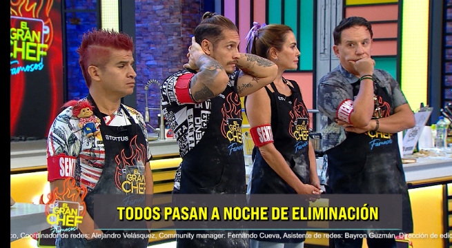 Nico Ponce, Karina Calmet, Ricardo Rondón y Miguel Vergara a noche de eliminación en El Gran Chef Famosos