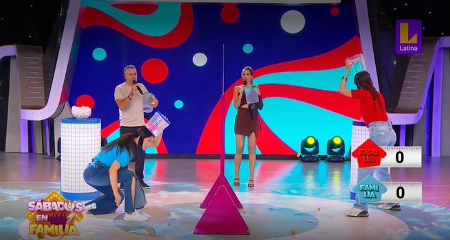 Sheyla Rojas recordó viejos tiempos y ganó fácilmente juego de pelotas en Sábados en Familia