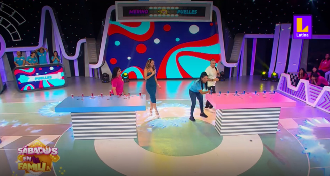 A las justas: Giuliana logra sacar la carta sin derramar los vasos en 'El Desafío' de Sábados en Familia