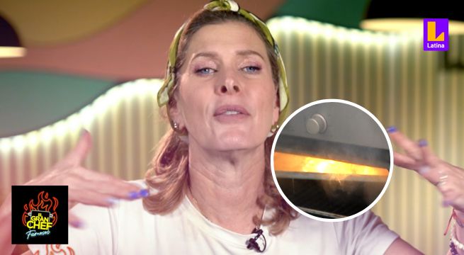 Llamen a los bomberos: Leslie Stewart quemó su bandeja en el horno de El Gran Chef Famosos 