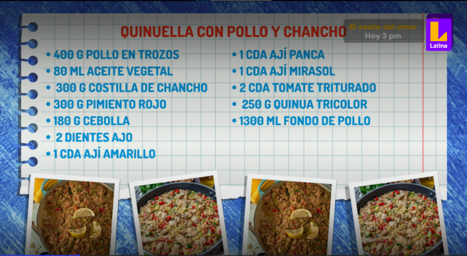 Aprende a preparar “Quinuella con pollo y chancho” de la mano del chef español Juan Luis Torres