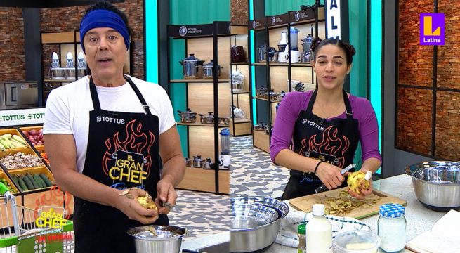 Suave con los dedos: Sirena y Rocky cantan salsa mientras pelan papas en El Gran Chef Famosos