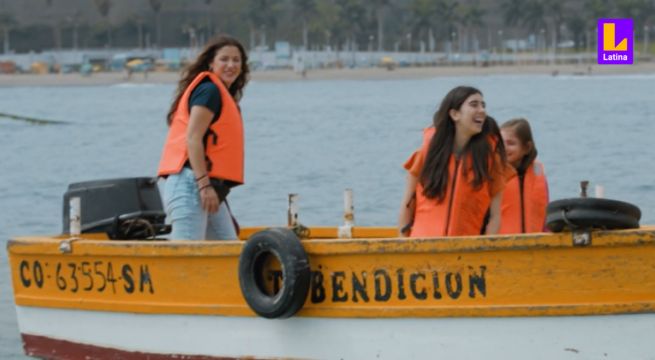 Papá en Apuros: Julieta Olaya y los pequeños Seminario se escaparon para subirse a una lancha