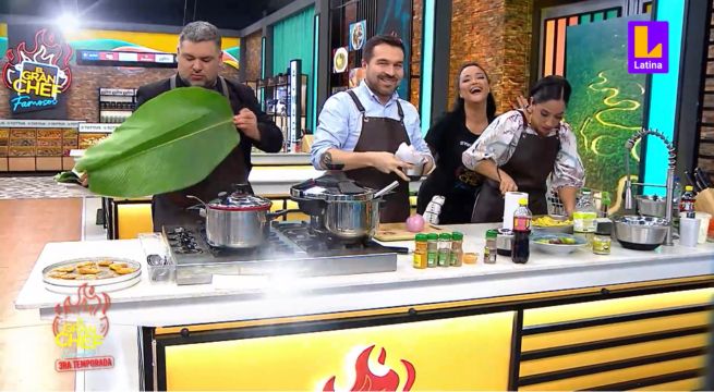 Disfrutando el beneficio: Mariella Zanetti se tomó fotos mientras Nelly, Giacomo y Javier cocinaban por ella