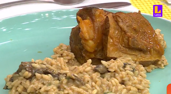 Aprende a preparar un delicioso ´Risotto de hongos de porcon de Cajamarca y carne estofada al vino´ 