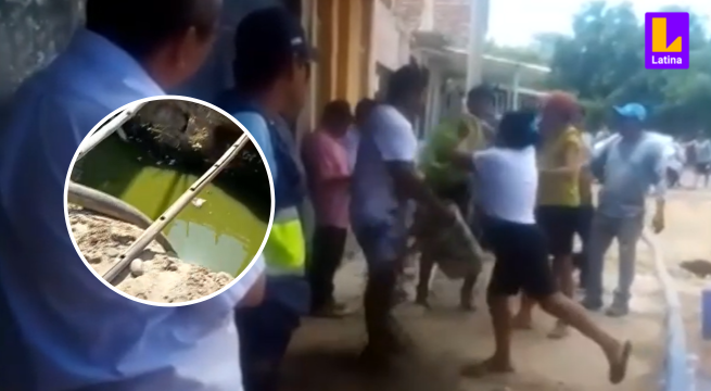 Piura: Vecinos tiran aguas servidas a alcalde de Querecotillo por ausencia en su gestión