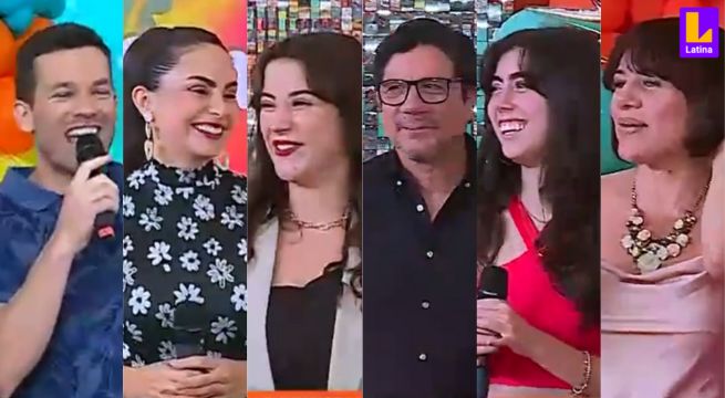 Juan Carlos, Ximena, Luciana, Bruno, Matilde y Mónica, actores de Papá en Apuros, celebran aniversario de Arriba mi Gente