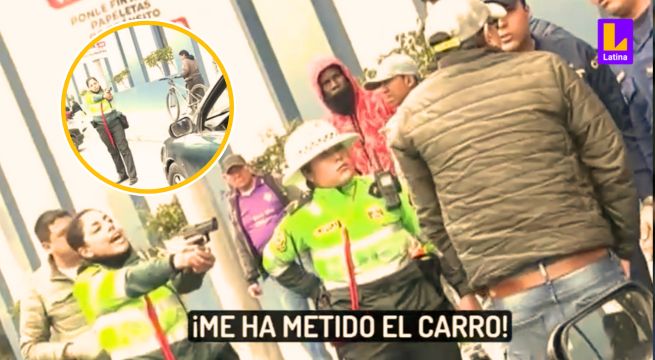 Policía apunta su arma a supuesto infractor en el Callao