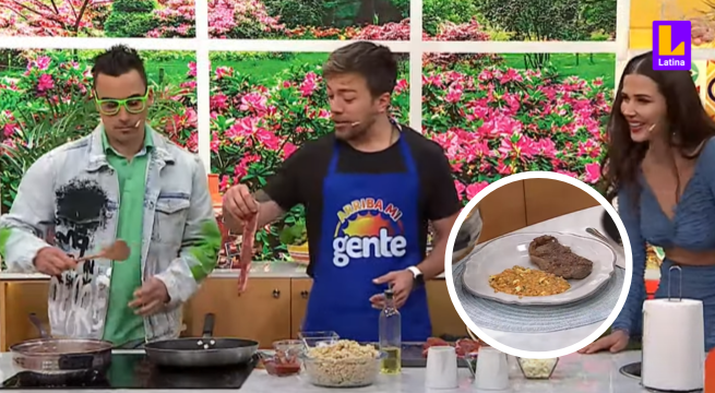 Julián Zucchi preparó un riquísimo guiso de trigo con churrasco en la cocina de Arriba Mi Gente