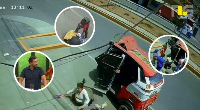 Delincuentes ROBAN tapa de desagüe y mujer CAE directamente