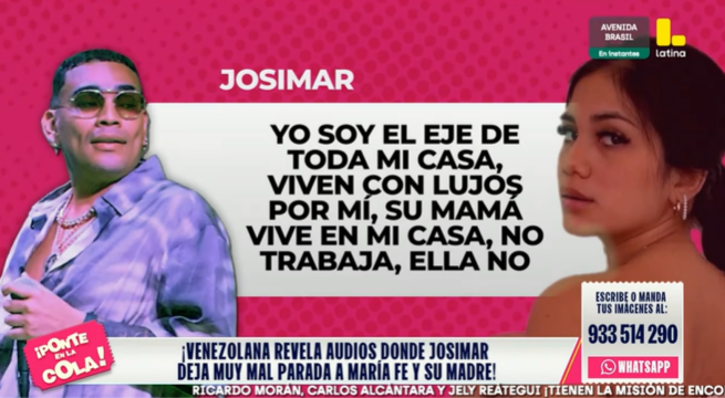 Josimar le fue infiel a María Fe Saldaña: Verónica González revela AUDIOS comprometedores