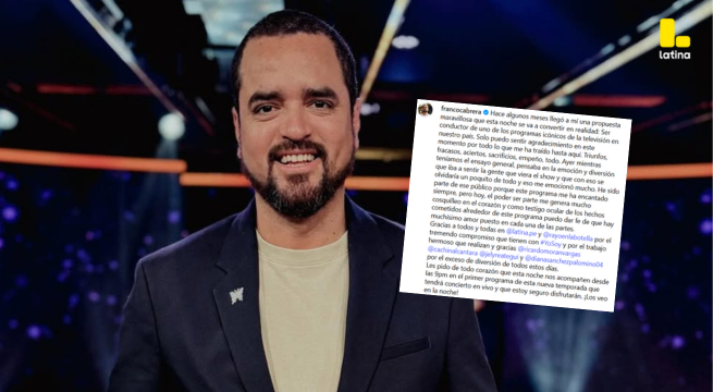 Franco Cabrera y el EMOTIVO post por el estreno de Yo Soy: "Hay muchísimo AMOR en el proyecto"